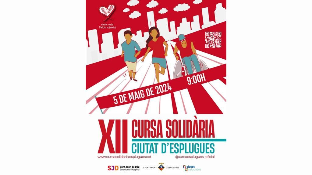 Cartell de la XII Cursa Solidària Ciutat d'Esplugues Hospital Sant Joan de Déu