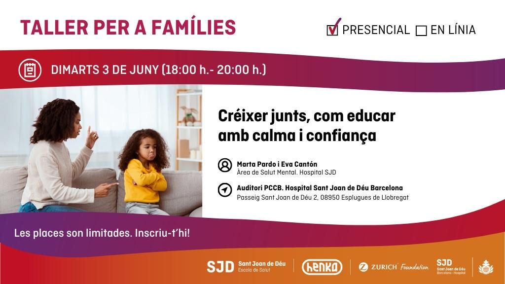 Cartell de la xerrada per a famílies: Créixer junts. Com educar amb calma i confiança Cartell de la xerrada per a famílies: Créixer junts. Com educar amb calma i confiança