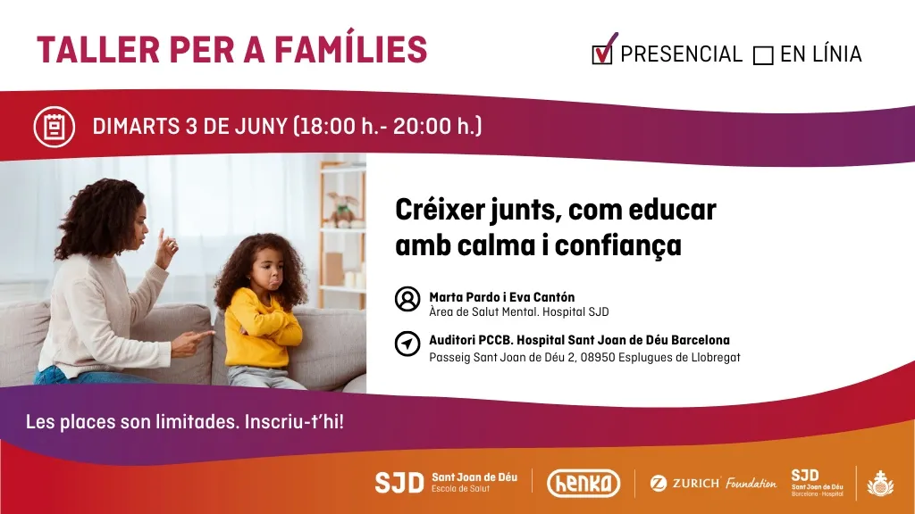 Cartell de la xerrada per a famílies: Créixer junts. Com educar amb calma i confiança Cartell de la xerrada per a famílies: Créixer junts. Com educar amb calma i confiança