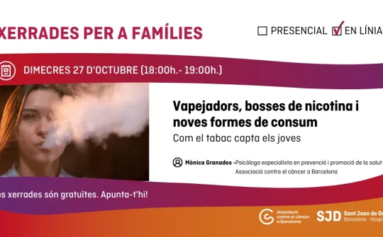 Webinar sobre vapeadores, bosses de nicotina i noves formes de consum: com el tabac capta els joves
