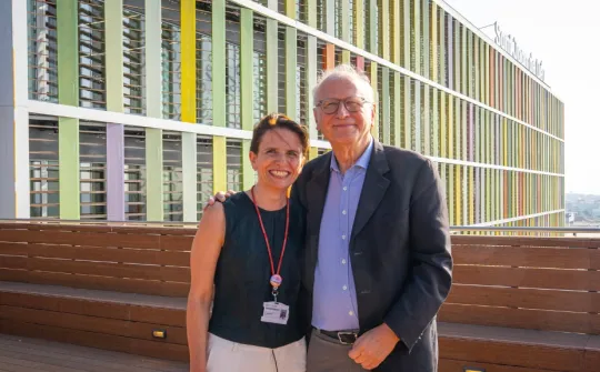 La Dra. Alessandra Magnani i el Dr. Alain Fischer a l'Hospital Sant Joan de Déu Barcelona